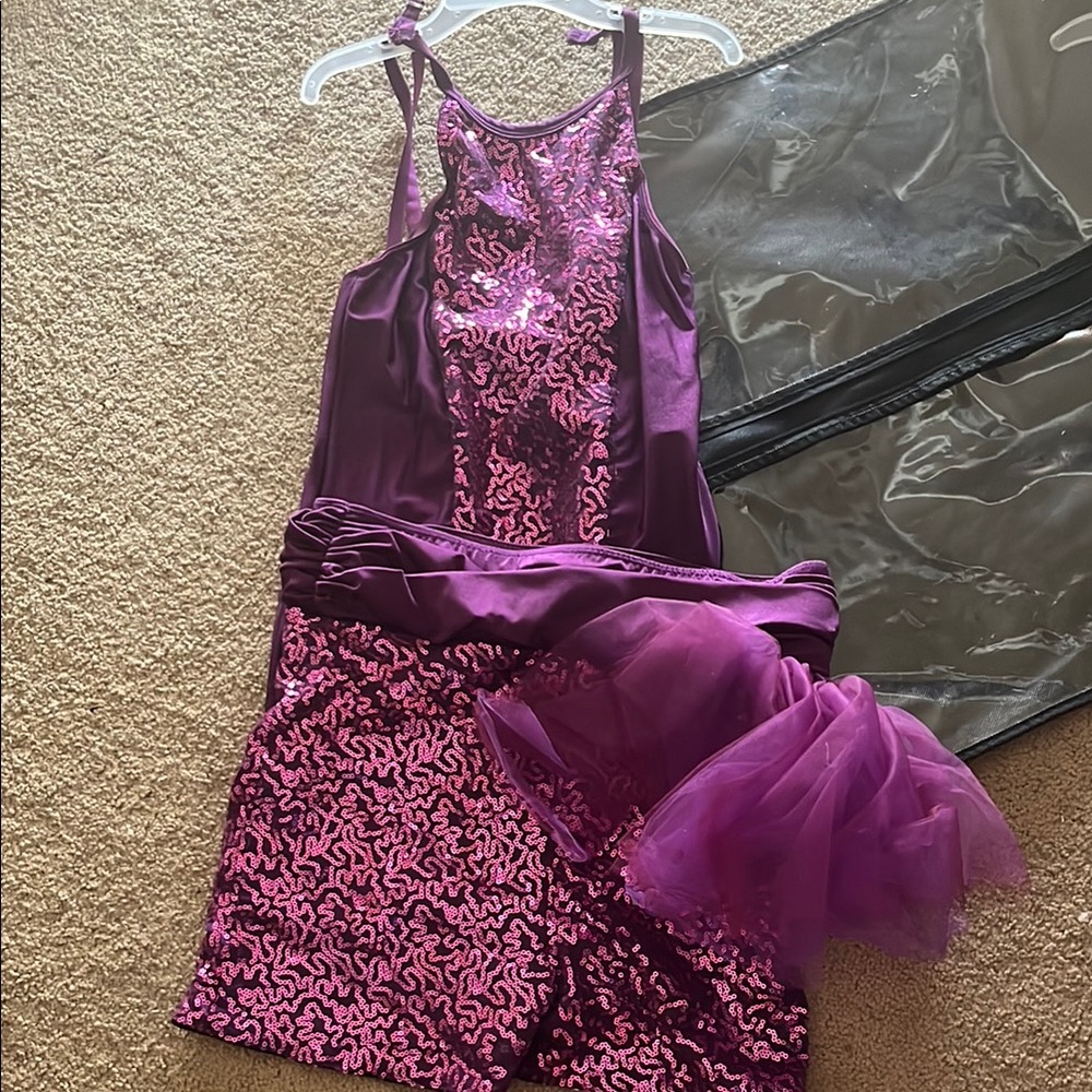 Revolution Magenta Sequin Kids Dance Costume Size Girls XL